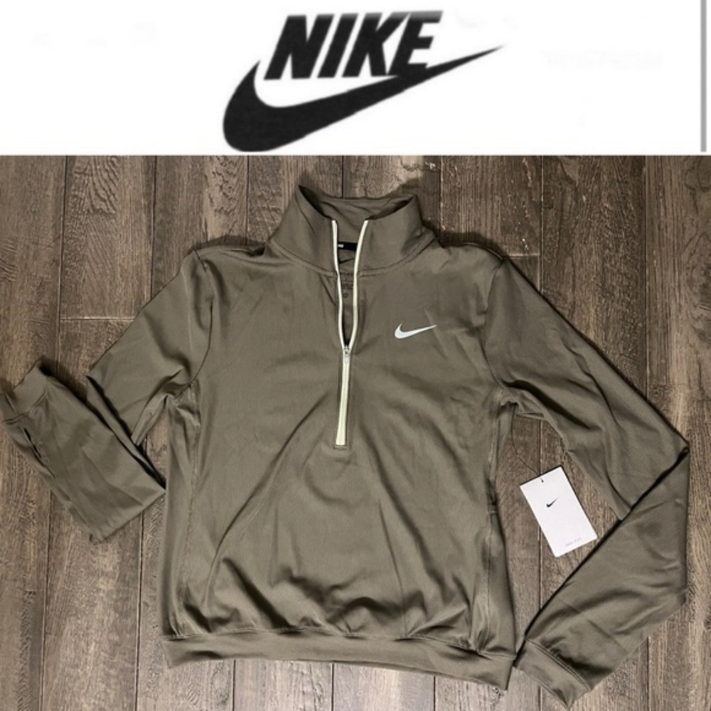 NIKE WOMEN'S NIKE DRI-FIT ELEMENT TEXTURAL HALF-ZIP SZ S  OLIVE GREEN NWT